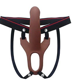 Brown Silicone 7-inch Hollow Strap On - Men Strap On - Image 3
