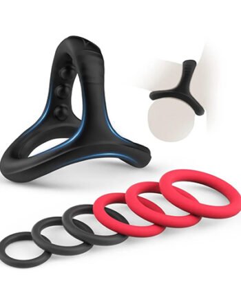 7 pcs red and black cock rings set