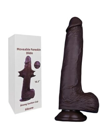 Realistic Soft Touch Brown 10" Dildo. Dual Layered Flexible Dildo.