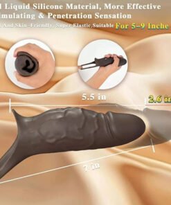 Brown Vibrating (10 Speeds) Silicone Cock Sleeve. - Balls loop, Rechargeable, Waterproof (5.5" length)
