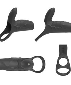 Vibrating Black Sleeve with Clit Stimulator