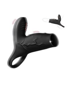 Black Vibrating ( 10 Speeds) Silicone Headless Cock Sleeve with Clitoris Vibrator