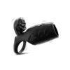 Black Vibrating (10-Speed) Headless Penis Sleeve with Clit Stimulator - Ball Loop, Waterproof, Rechargeable