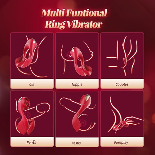 10 Speeds Vibrating Penis Ring with Balls Massager