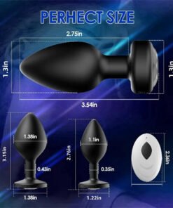 10-Speed Black Remote Control Butt Plug Set