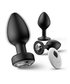 10-Speed Black Remote Control Butt Plug Set