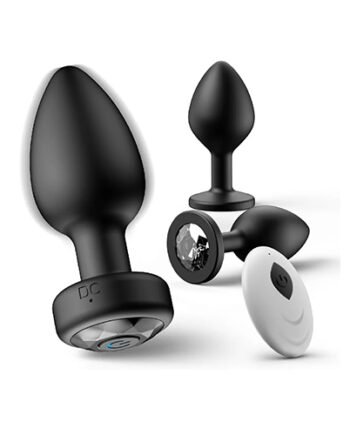 10-Speed Black Remote Control Butt Plug Set