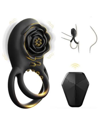 Black Remote Control Double Vibrating Cock Rings