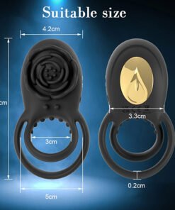 Black Remote Control Double Vibrating Cock Rings