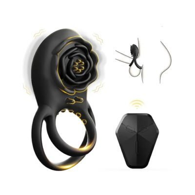 Black Remote Control Double Vibrating Cock Rings