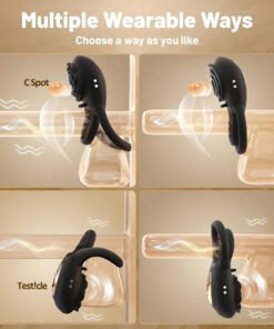 Black Remote Control Double Vibrating Cock Rings