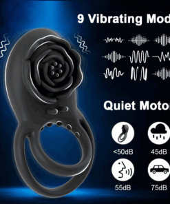Black Remote Control Double Vibrating Cock Rings