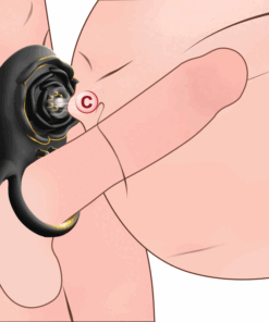 Alternative view of Black Remote Control Vibrating Cock Rings- 9 Speeds - Double Loop Penis Rings with Clit Rose Vibrator