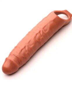 Mega Men 10" Brown Penis Sleeve Extender with Balls Loop. Reusable Penis 10" Sleeve.