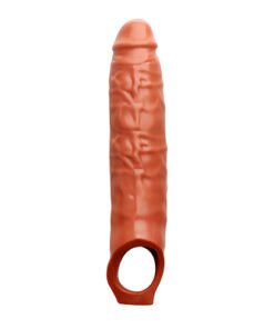 Mega Men 10" Brown Penis Sleeve Extender with Balls Loop. Reusable Penis 10" Sleeve.
