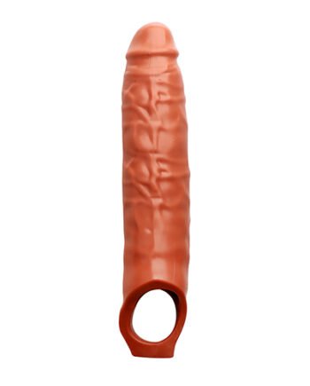 Mega Men 10" Brown Penis Sleeve Extender with Balls Loop. Reusable Penis 10" Sleeve.