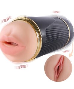Realistic 2n1 Vibrating (Pussy & Mouth) Masturbator