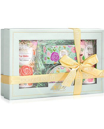 Rose 4pcs Water Lotion Gift Set - Hand & Foot Cream, Handmade Soap, Scented Candle