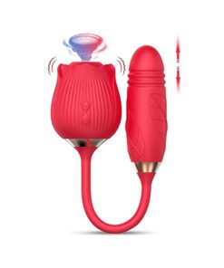 Rose toy with thrusting vibrator