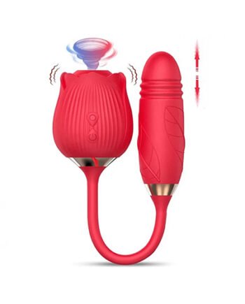 Rose toy with thrusting vibrator