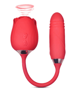 Rose toy with thrusting vibrator