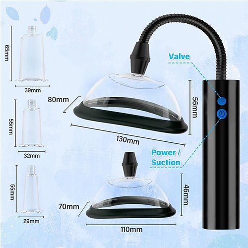3-Speeds Rechargeable Pussy Pump with 5 Different Size Cups